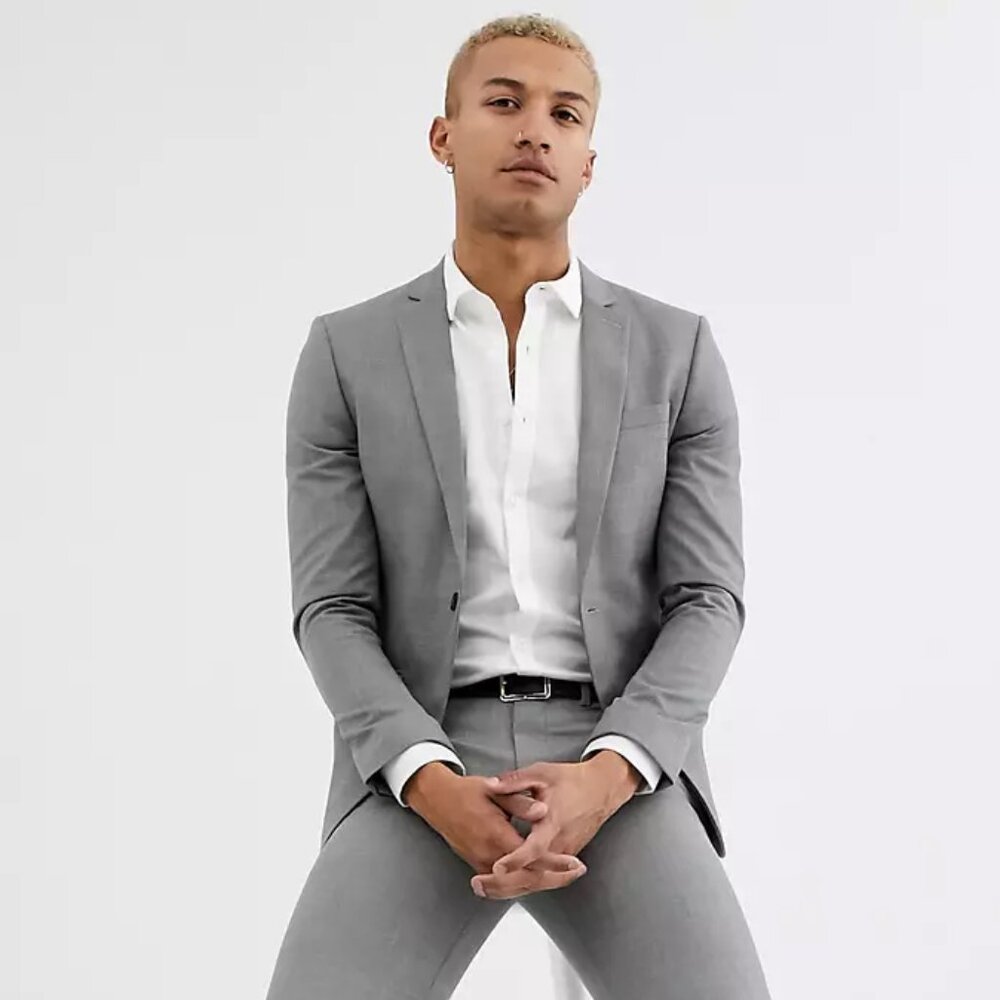 Topman SKINNY suit jacket in marl gray size 40R